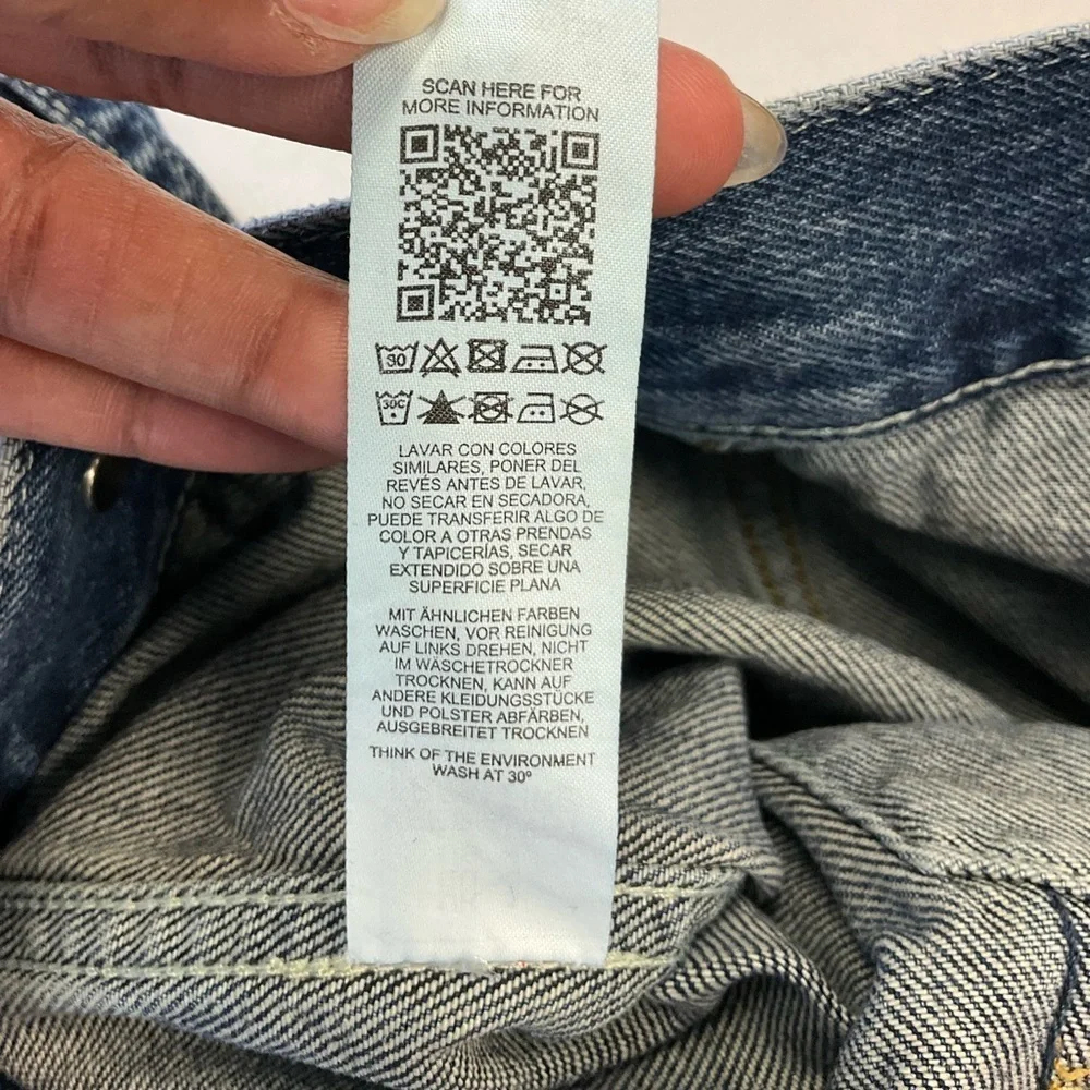 Topshop Women's Medium Wash Blue Denim Trucker Cropped Western Jacket Pockets 4 - Picture 9 of 9